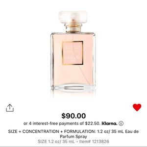 Coco Chanel Mademoiselle Eau De Parfum 1.2 ounce spray